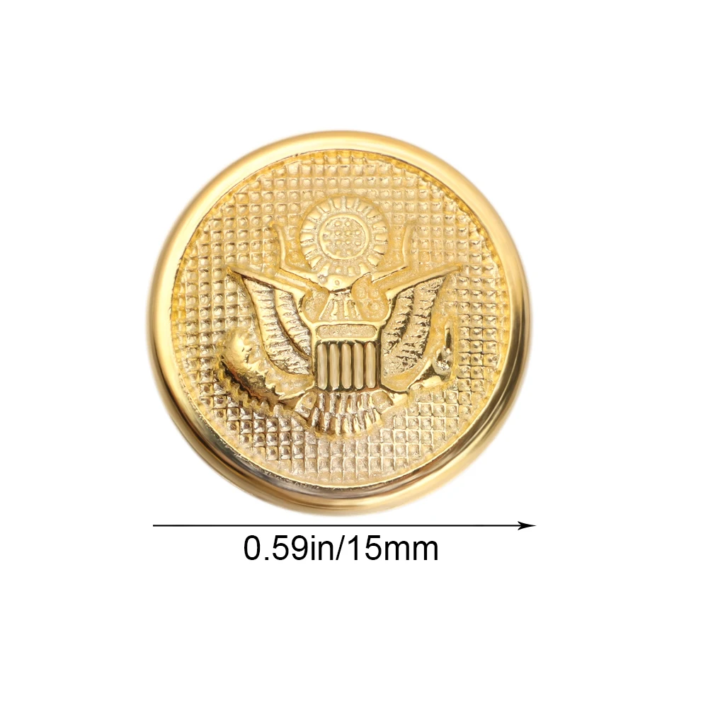 10Pcs Metal Round Eagle Button Sewing Clothing Blazer Suits Button Uniform DIY Decoration Gold Silver Color 15mm
10Pcs Metal Round Eagle Button Sewing Clothing Blazer Suits Button Uniform DIY Decoration Gold Silver Color 15mm