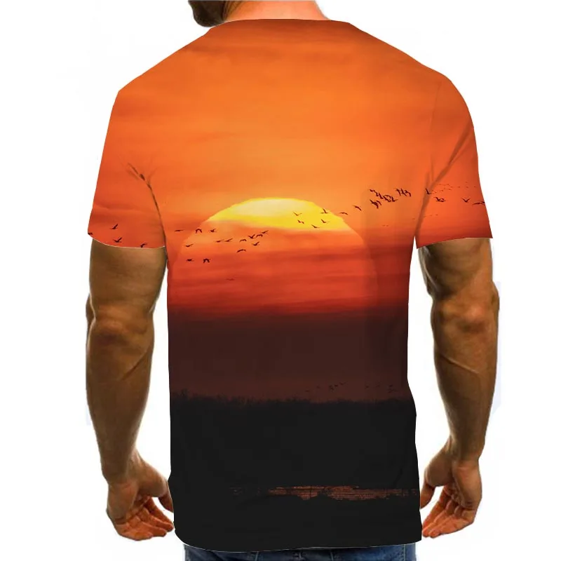 Men Graphic T Shirts Round Neck 3D Print Short Sleeve Daily Tops Sunest Tees
