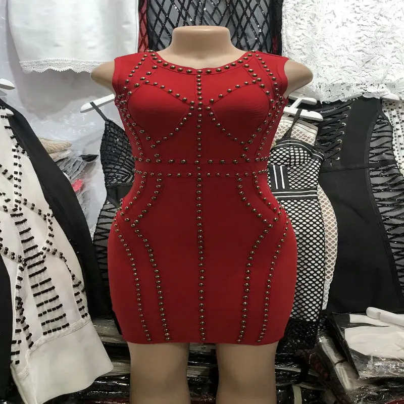 New fashion women bandage dress vestido Heavy rivet black white red pencil dress celebrity runway evening party bodycon dresses
New fashion women bandage dress vestido Heavy rivet black white red pencil dress celebrity runway evening party bodycon dresses
