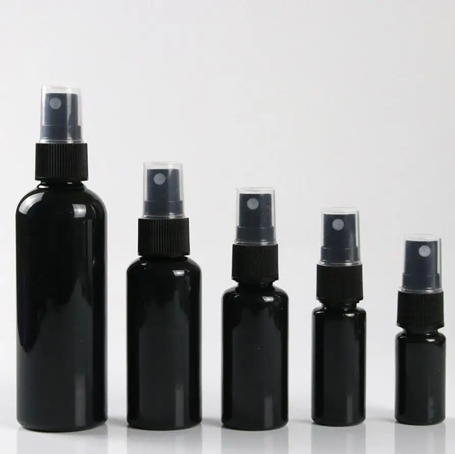 

100PCS/LOT Spray Pump Bottle,Black Plastic Cosmetic Container With Mist Atomizer,Empty Makeup Sub-bottling,Liquid Perfume Vials