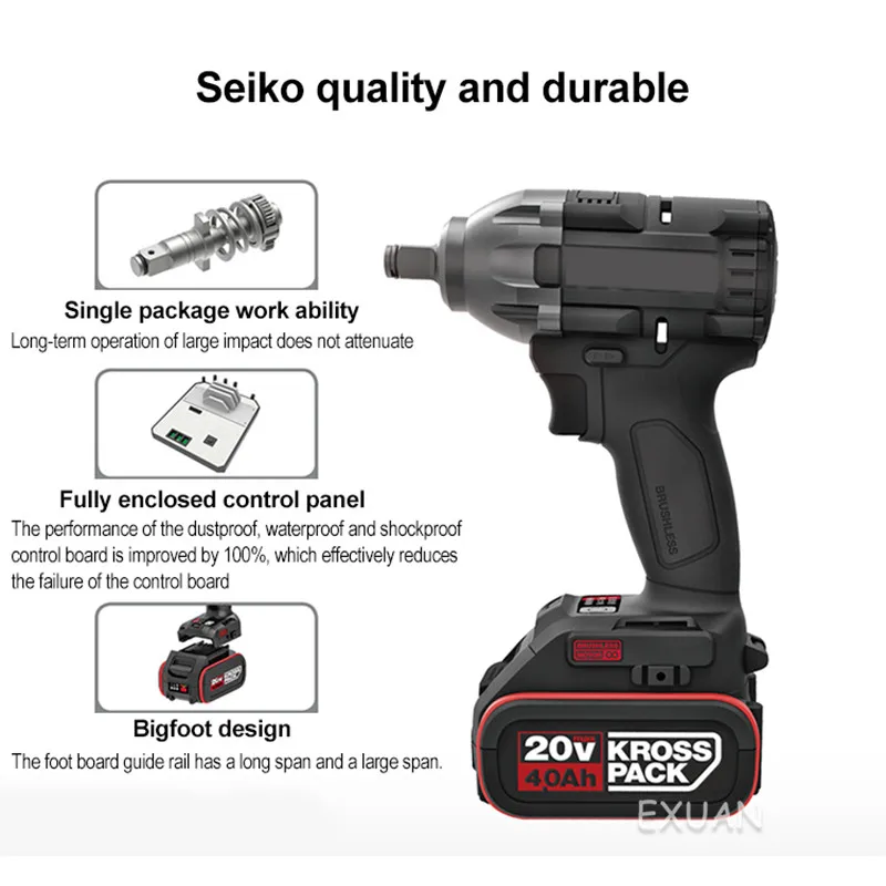 Electric impact wrench high torque lithium ion battery brushless power tool auto repair rack electric installation tool
Electric impact wrench high torque lithium ion battery brushless power tool auto repair rack electric installation tool