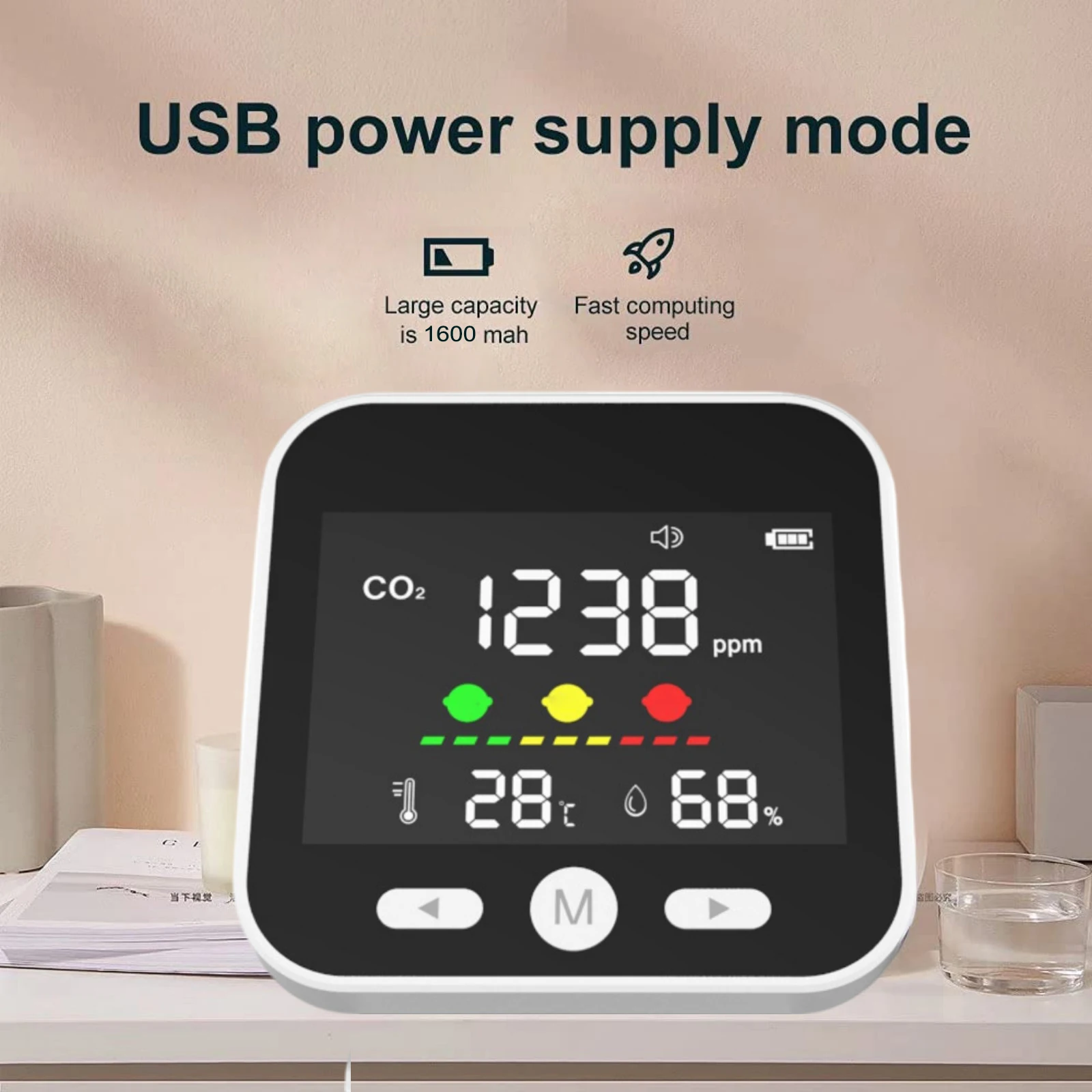 Multifunctional Air Quality Tester CO2 Meter Air Detector Temperature Humidity Measuring Device With USB Cable
Multifunctional Air Quality Tester CO2 Meter Air Detector Temperature Humidity Measuring Device With USB Cable
