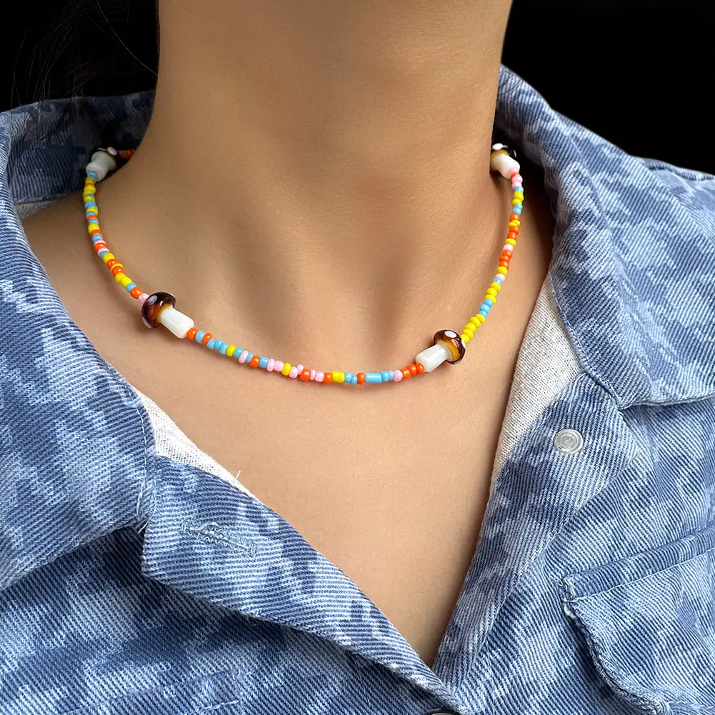 Colorful String Beads Choker Cartoon Mushroom Clavicle Choker Simple Seed Beaded Necklace For Women Girls Boho Beach Y2K Jewelry
Colorful String Beads Choker Cartoon Mushroom Clavicle Choker Simple Seed Beaded Necklace For Women Girls Boho Beach Y2K Jewelry
