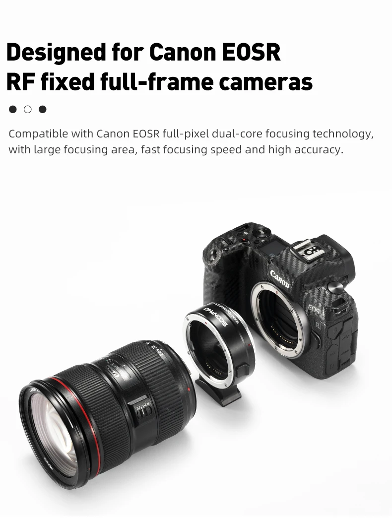 SOONPHO EF-EOS R Lens Mount Adapter Electronic Auto Focus for Canon EOS EF/EF-S DSLR Lens to Canon RF Camera EOS R6 RP R5
SOONPHO EF-EOS R Lens Mount Adapter Electronic Auto Focus for Canon EOS EF/EF-S DSLR Lens to Canon RF Camera EOS R6 RP R5