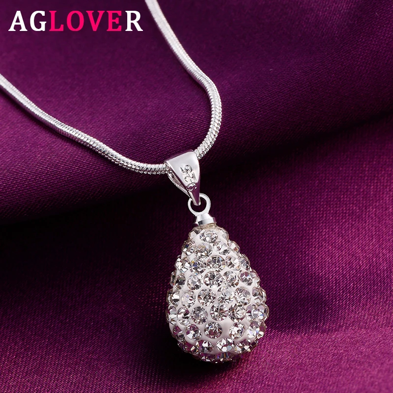 AGLOVER 925 Sterling Silver 18 Inch AAA Zircon Water Drop Pendant Necklace For Woman Fashion Charm Wedding Jewelry Birthday Gift
AGLOVER 925 Sterling Silver 18 Inch AAA Zircon Water Drop Pendant Necklace For Woman Fashion Charm Wedding Jewelry Birthday Gift
