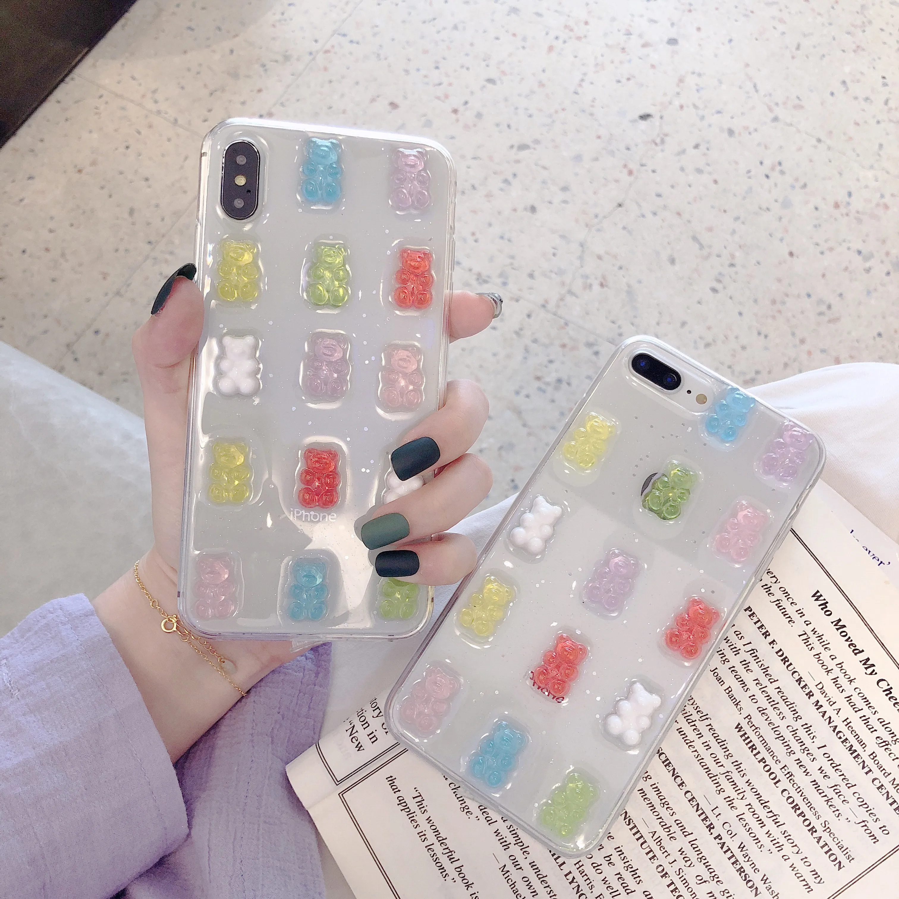 PEIPENG для iPhone X чехол милый 3D Gummy Bear карамельный цвет мягкий TPU XS Max XR 6 6S 7 8 Plus