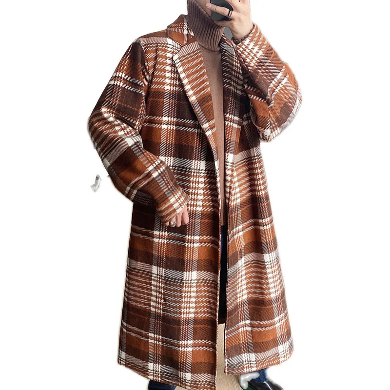 Male Korea Streetwear Windbreaker Jacket Overcoat Men Vintage Plaid Casual Loose Belt Long Wool Trench Coat Cardigan Overcoat 
Male Korea Streetwear Windbreaker Jacket Overcoat Men Vintage Plaid Casual Loose Belt Long Wool Trench Coat Cardigan Overcoat