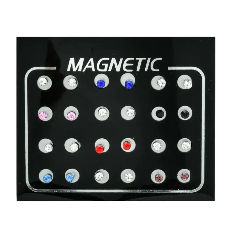 12 Pairs Mixed Colors Crystal Rhinestone Magnetic Stud Earrings Non Piercing Clip-on Earrings Fashion Jewelry Unisex
12 Pairs Mixed Colors Crystal Rhinestone Magnetic Stud Earrings Non Piercing Clip-on Earrings Fashion Jewelry Unisex
