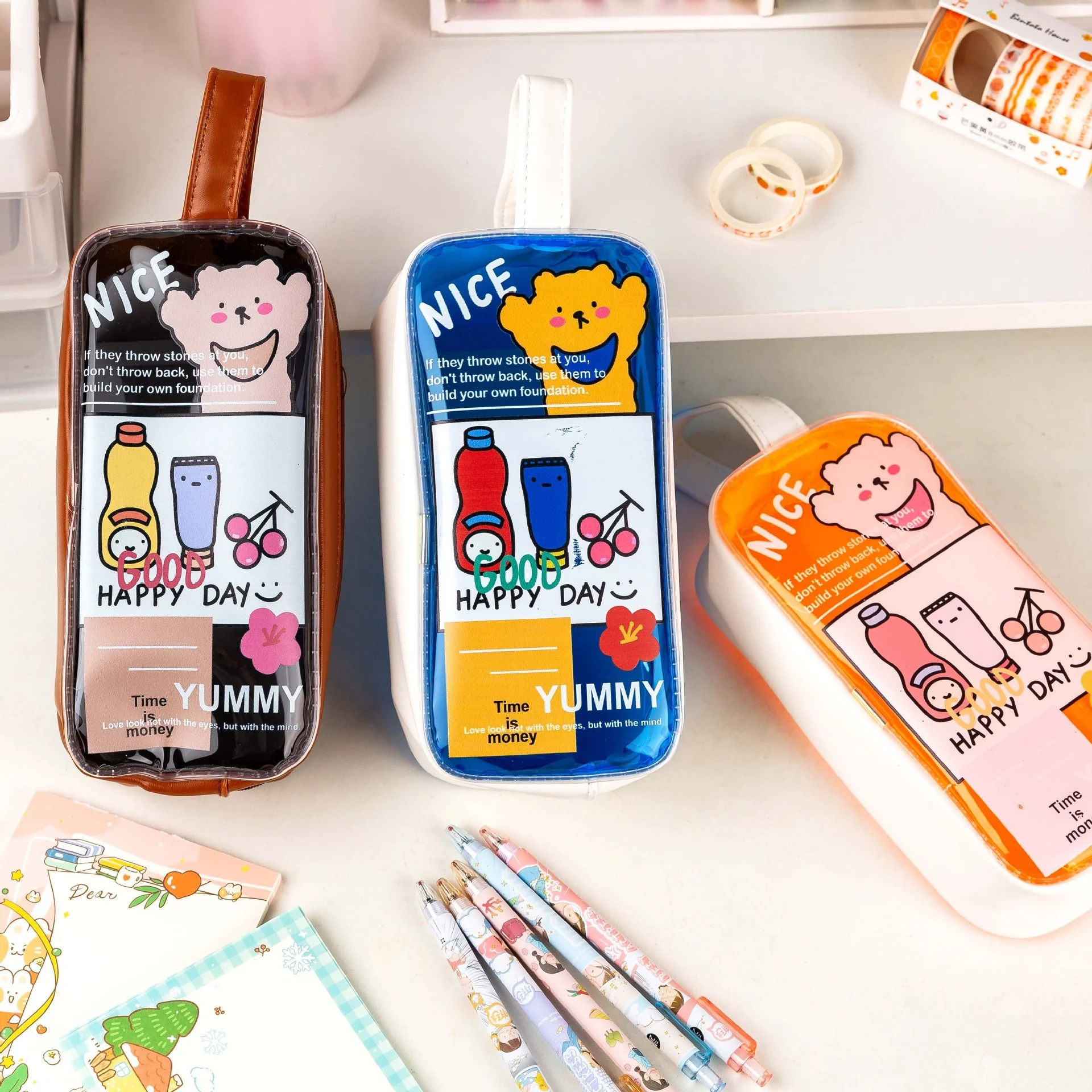 Cartoon PVC Pencil Bag Simple Stationery Bag Korean Kawaii Cute Cartoon Pen Bag Pencil Cases Bags Office School Supplies
Cartoon PVC Pencil Bag Simple Stationery Bag Korean Kawaii Cute Cartoon Pen Bag Pencil Cases Bags Office School Supplies