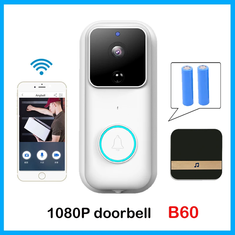 Дверной звонок Anytek B60 HD 1080P Wi Fi умный видеодомофон беспроводной дверной с облачным