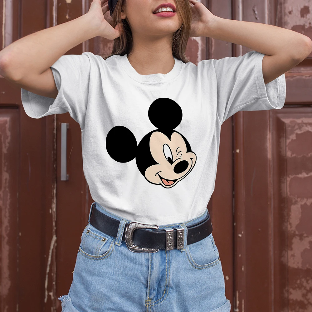 Mickey Wink Cartoon Print T-shirt Fun Disney Loose Round Neck Short Sleeve Fashion Comfortable Women's Tshirt
Mickey Wink Cartoon Print T-shirt Fun Disney Loose Round Neck Short Sleeve Fashion Comfortable Women's Tshirt