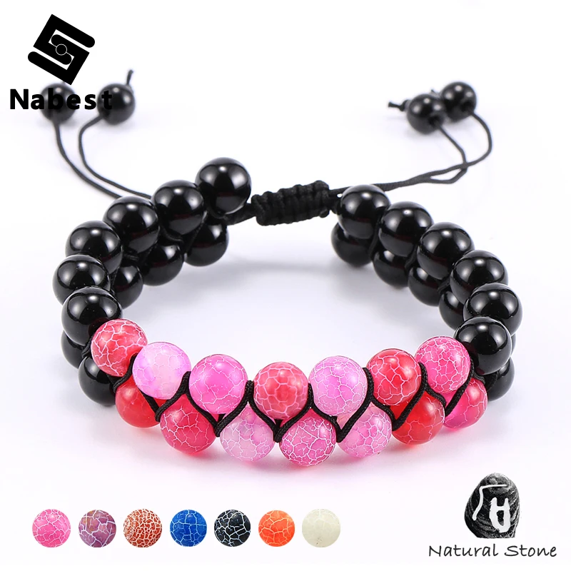 Women Natural Stone Weathering Onyx 8mm Beads Bracelet Purple Rose Red Agates 2 Layers Braided Adjustable Knot Fashion Jewelry
Women Natural Stone Weathering Onyx 8mm Beads Bracelet Purple Rose Red Agates 2 Layers Braided Adjustable Knot Fashion Jewelry