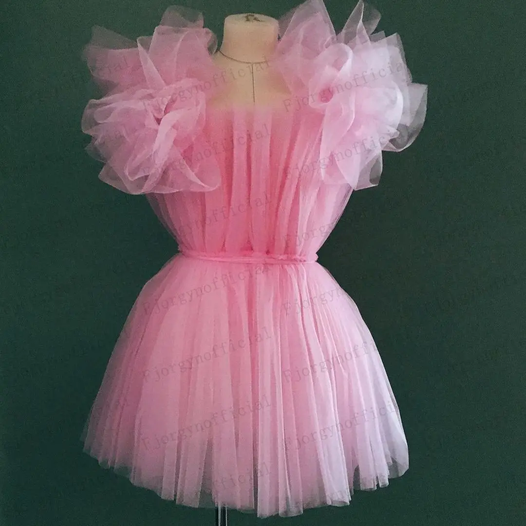 Sweet Pink Tulle Party Dresses Short Ruffles Puffy Short Sleeve Girl's Summer Dress Custom Made Mini Tiered юбка 2021
Sweet Pink Tulle Party Dresses Short Ruffles Puffy Short Sleeve Girl's Summer Dress Custom Made Mini Tiered юбка 2021