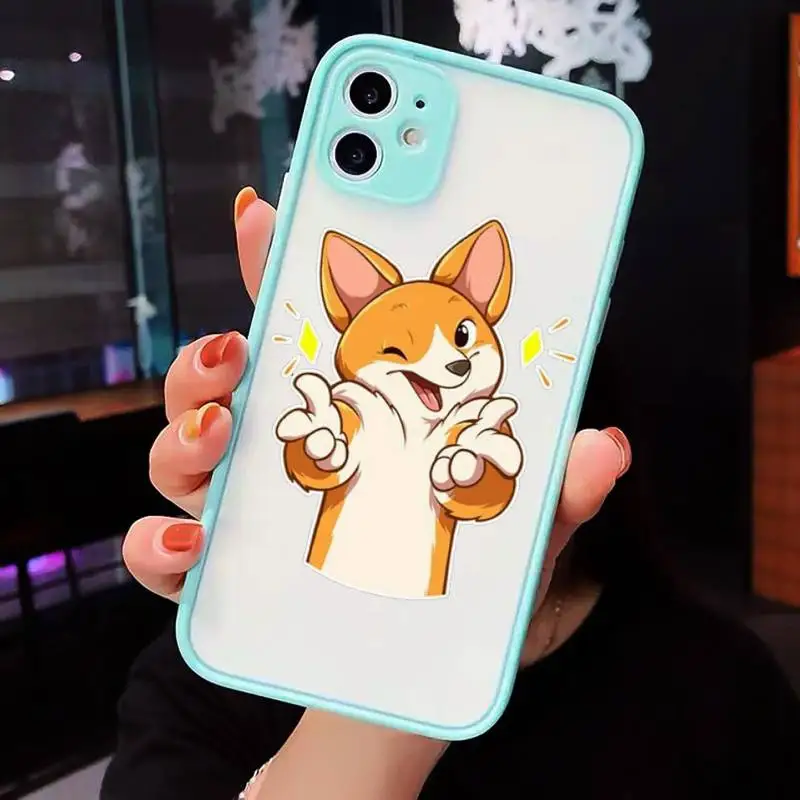Cute cartoon corgi dog Phone Case For iPhone 12 11 Mini Pro XR XS Max 7 8 Plus X Matte transparent blue Back Cover
Cute cartoon corgi dog Phone Case For iPhone 12 11 Mini Pro XR XS Max 7 8 Plus X Matte transparent blue Back Cover