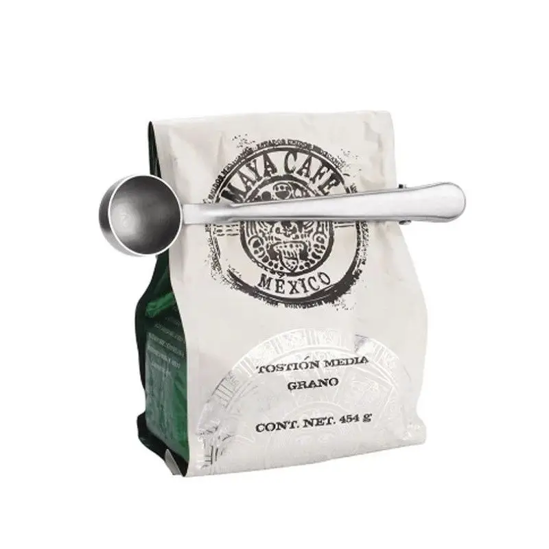 Two-in-one Stainless Steel Coffee Spoon With Bag Clip Sealing Tea Measuring Coffee Scoop Clip Multifunctional Food Kitchen Tools 
Two-in-one Stainless Steel Coffee Spoon With Bag Clip Sealing Tea Measuring Coffee Scoop Clip Multifunctional Food Kitchen Tools