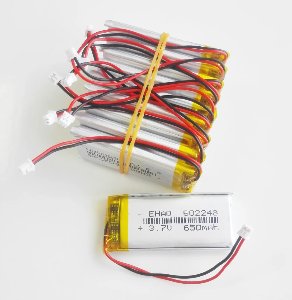 10 шт. 602248 JST 1,25 мм 2pin 3,7 V 650mAh литий-полимерный LiPo аккумуляторная батарея для Mp3 GPS Vedio игровой динамик
10 шт. 602248 JST 1,25 мм 2pin 3,7 V 650mAh литий-полимерный LiPo аккумуляторная батарея для Mp3 GPS Vedio игровой динамик