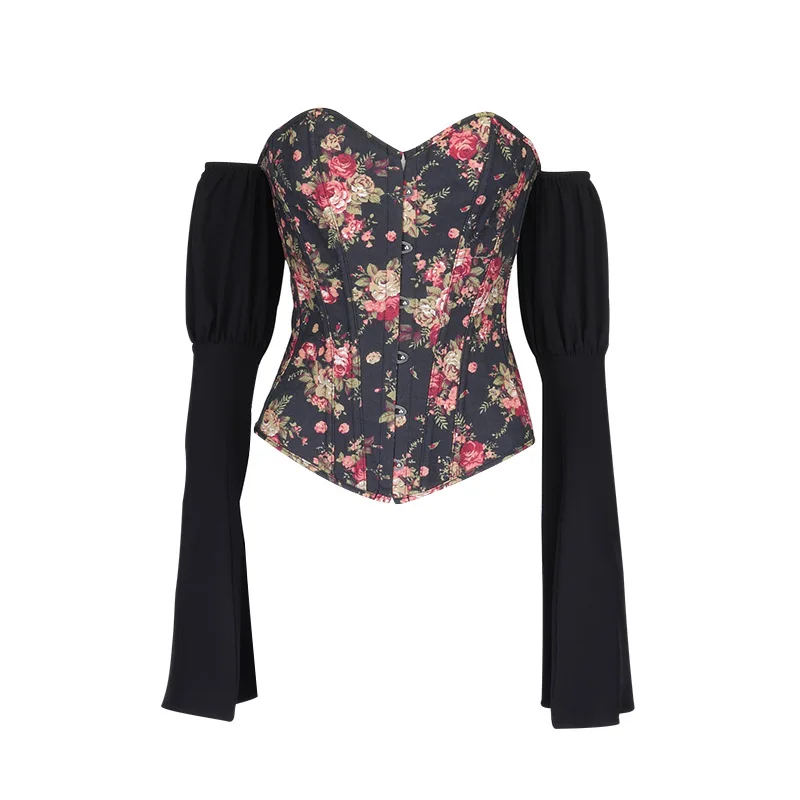 Women T-Shirts Sexy Fashion Backless Floral Printed Black Female T-Shirt Long Sleeve Off Shoulder Elegant French Tops Streetwear
Women T-Shirts Sexy Fashion Backless Floral Printed Black Female T-Shirt Long Sleeve Off Shoulder Elegant French Tops Streetwear