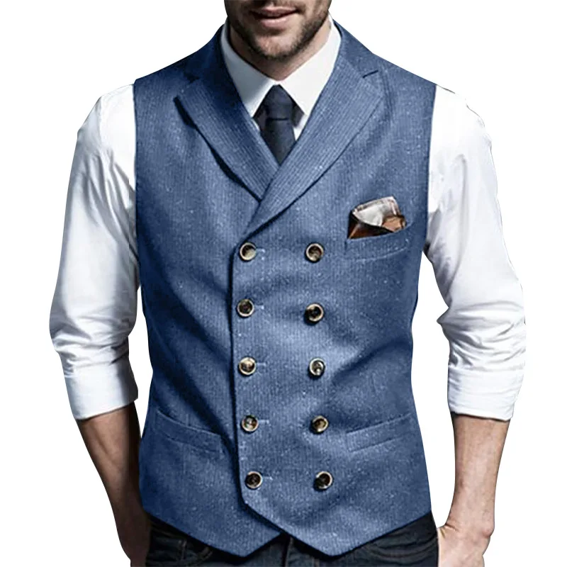 British Style Mens Waistcoat Blue Gentleman Vest Men's Slim Fit Double-Breasted Vests Businessmen Dress Wear 
British Style Mens Waistcoat Blue Gentleman Vest Men's Slim Fit Double-Breasted Vests Businessmen Dress Wear