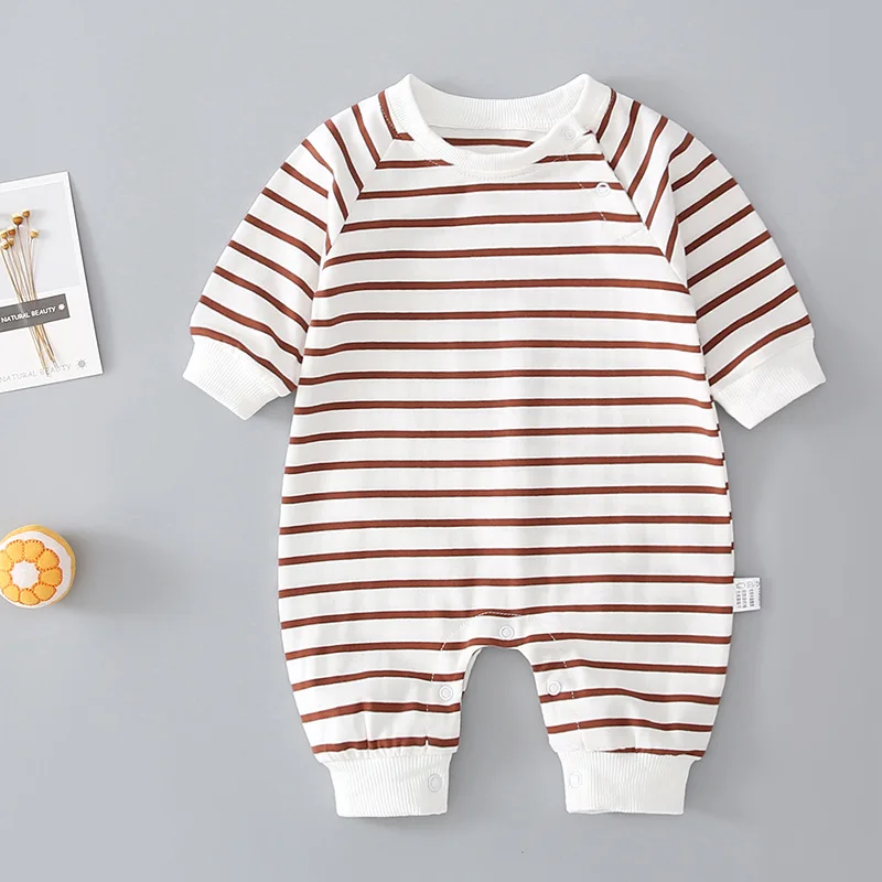 Jumpsuit spring baby stripes rompers Boys girls baby clothes Climb cloth toddler girl outfit Unisex Covered Button O-Neck 2021
Jumpsuit spring baby stripes rompers Boys girls baby clothes Climb cloth toddler girl outfit Unisex Covered Button O-Neck 2021