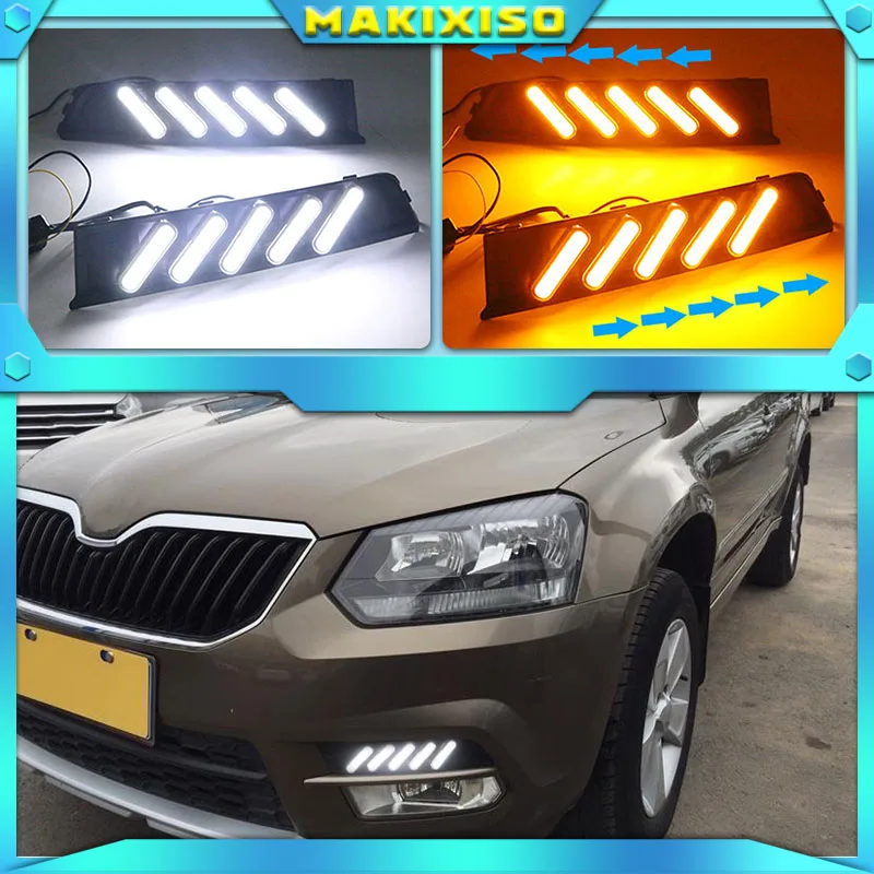 2 шт. для Skoda Yeti 2014-2017 Светодиодный дневной ходовой сигнал поворосветильник DRL противотуманная Лампа Стоп светильник лампа