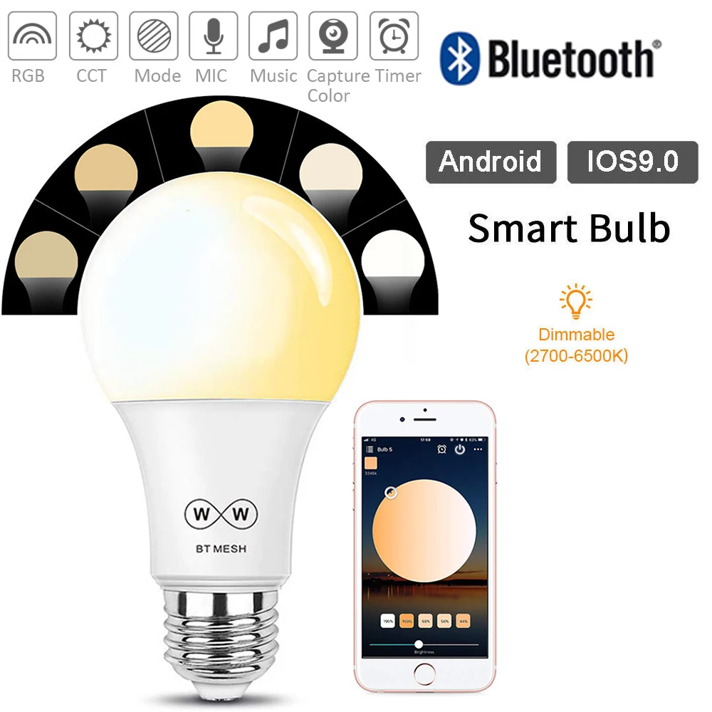4.5W Bluetooth Mesh LED Bulb Magic Lamp E27 Dimmable Bulb Light AC100-264V Color Change Light Bulb Smart Indoor Home Lighting 35
4.5W Bluetooth Mesh LED Bulb Magic Lamp E27 Dimmable Bulb Light AC100-264V Color Change Light Bulb Smart Indoor Home Lighting 35