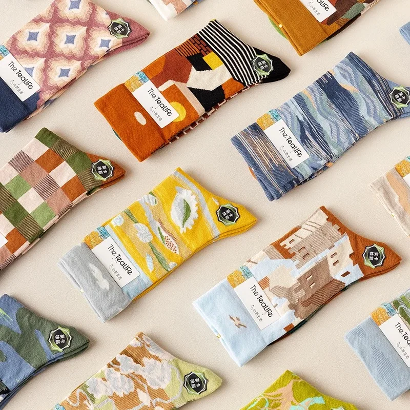 Носки мужские и женские из чесаного хлопка, 4 пары 
Носки мужские и женские из чесаного хлопка, 4 пары