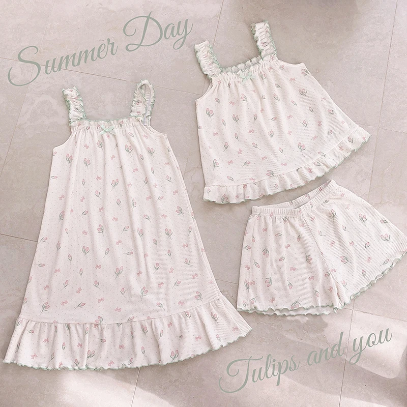 Tulip Pajama Sets Women Summer Bowknot Sweet Girl Pajamas Set Homewear Cute Nightdress Sleepwear Kawaii Pajamas
Tulip Pajama Sets Women Summer Bowknot Sweet Girl Pajamas Set Homewear Cute Nightdress Sleepwear Kawaii Pajamas
