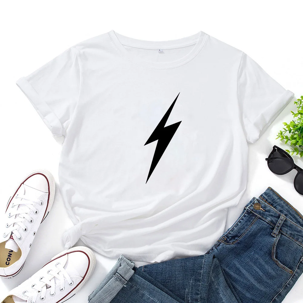 Lightning Графический Футболка для женщин Модная хлопковая одежда с принтом женская