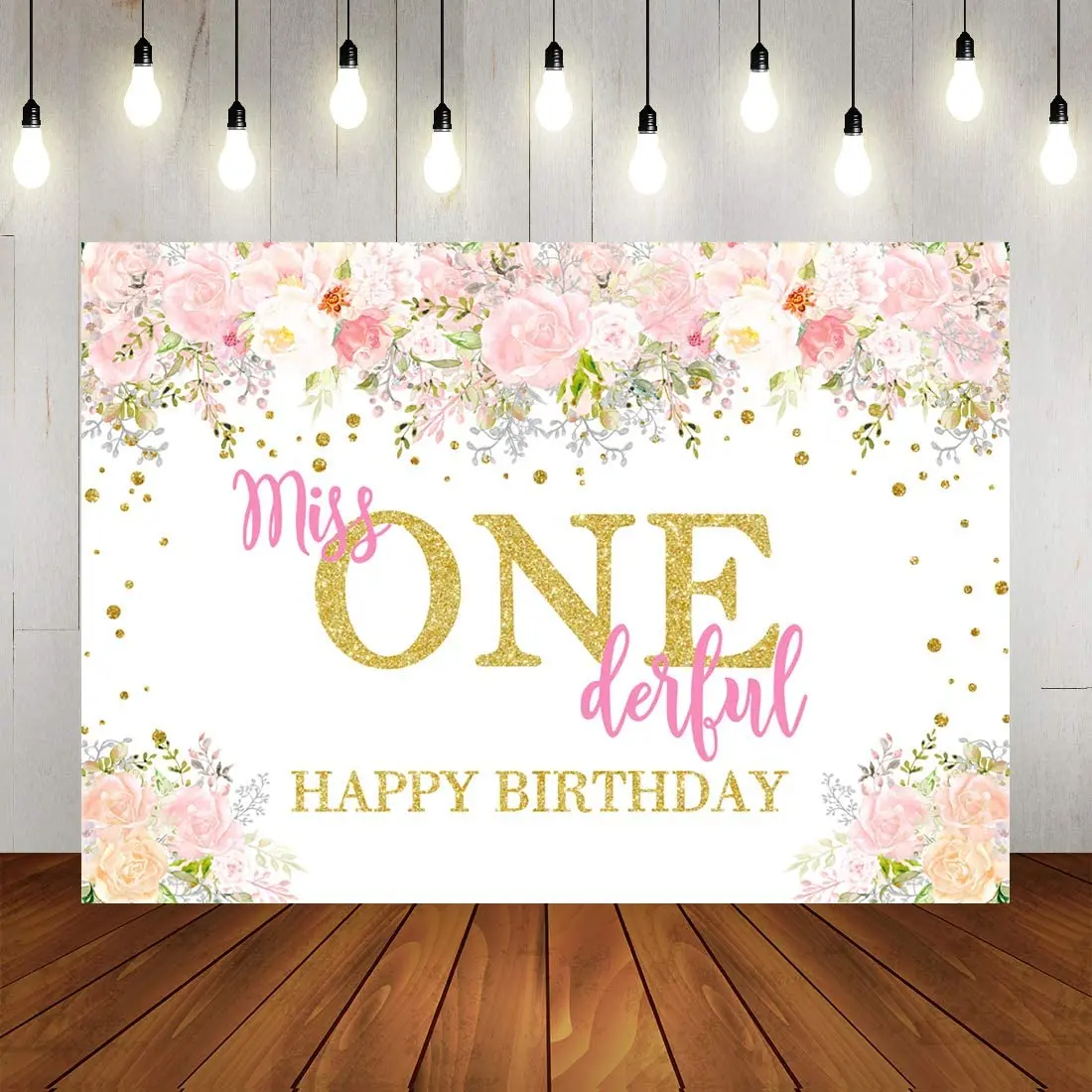 Photography Backdrop Watercolor Floral Golden Dots Background Baby Girl Miss Happy 1st Birthday Party Decorations Supplies
Photography Backdrop Watercolor Floral Golden Dots Background Baby Girl Miss Happy 1st Birthday Party Decorations Supplies