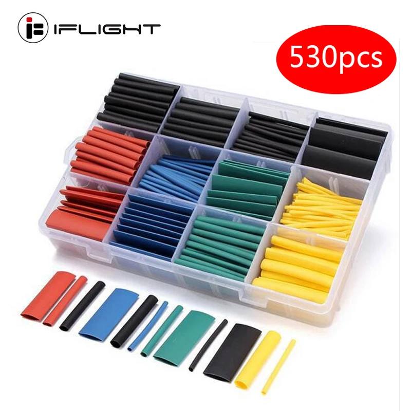 530pcs Shrink Tubing 2: 1 Polyolefin Sleeve Thermal Tube Multi Color Insulation Wrap Wire Cable Kit | Игрушки и хобби