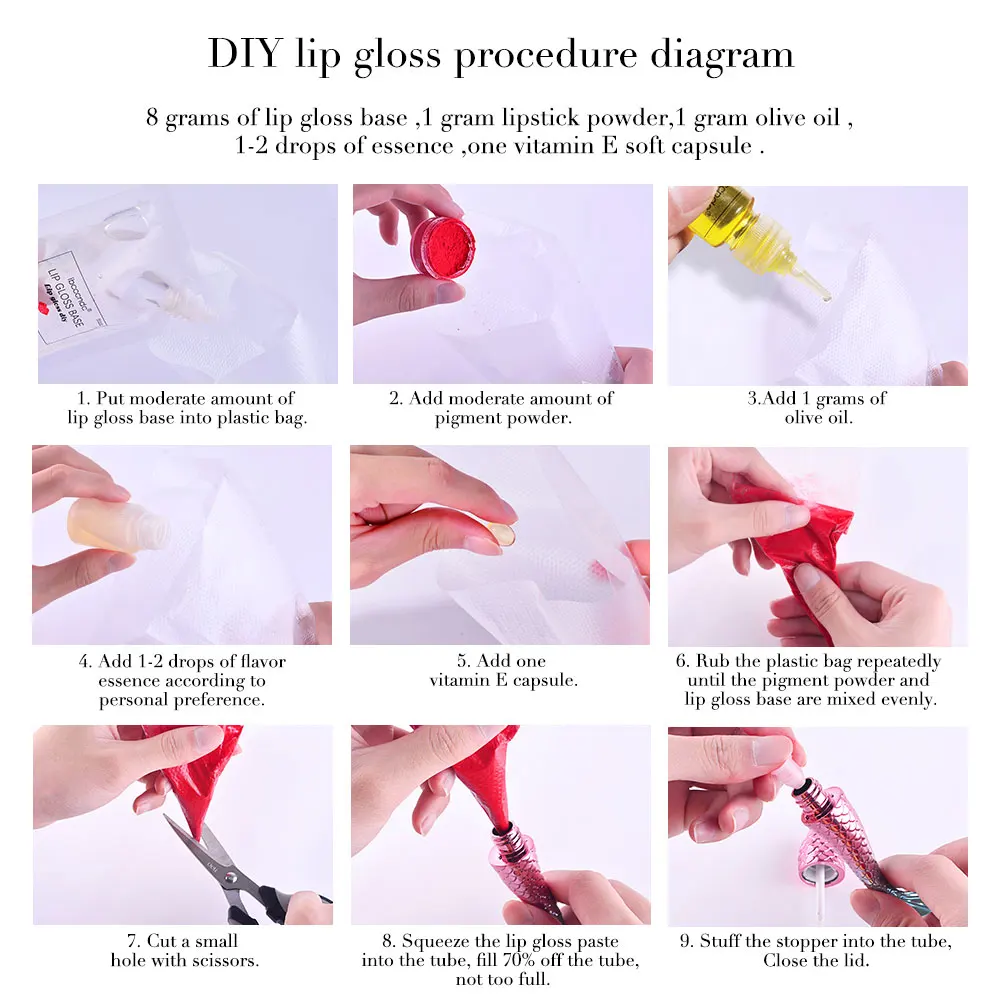 DIY Lip Gloss Material Moisturizing Lipgloss Base Gel Pigment Powder Olive Oil Flavor Essence Handmade Makeup Kit
DIY Lip Gloss Material Moisturizing Lipgloss Base Gel Pigment Powder Olive Oil Flavor Essence Handmade Makeup Kit