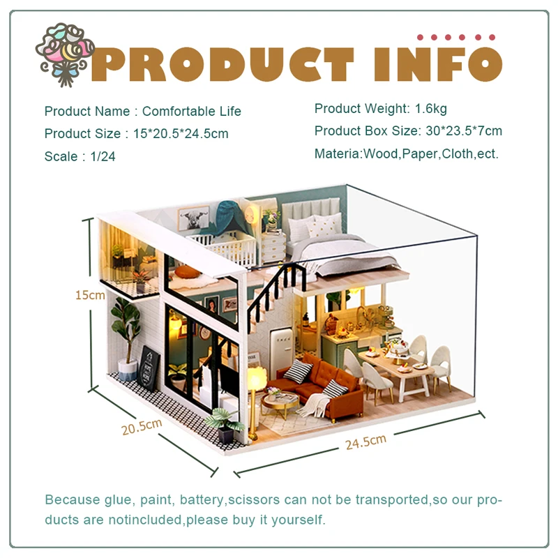 DIY DollHouse Doll House Miniature Dollhouse Wooden Furniture Kit Toys for Children New Year Christmas Gift Case
DIY DollHouse Doll House Miniature Dollhouse Wooden Furniture Kit Toys for Children New Year Christmas Gift Case