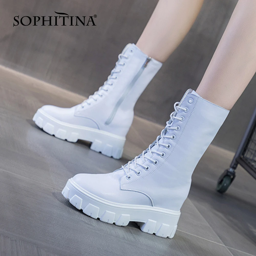 Женские повседневные сапоги SOPHITINA, мягкие кожаные уличные сапоги до середины икры, на толстой подошве, со шнуровкой, увеличивающие рост, NO156
Женские повседневные сапоги SOPHITINA, мягкие кожаные уличные сапоги до середины икры, на толстой подошве, со шнуровкой, увеличивающие рост, NO156