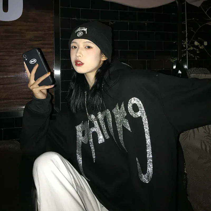 Oversized Sweatshirt Women Hoodies Spring Korean Street Hip-hop Hot Diamond Black Loose Hooded Jacket Long Sleeve Hoodie Gothic
Oversized Sweatshirt Women Hoodies Spring Korean Street Hip-hop Hot Diamond Black Loose Hooded Jacket Long Sleeve Hoodie Gothic