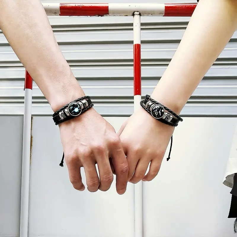 12 Constellation Pendant Black Leather Couple Bracelets Kpop Multilayer Woven Luminous Men's Hand Bracelets Women Jewelry Gift
12 Constellation Pendant Black Leather Couple Bracelets Kpop Multilayer Woven Luminous Men's Hand Bracelets Women Jewelry Gift