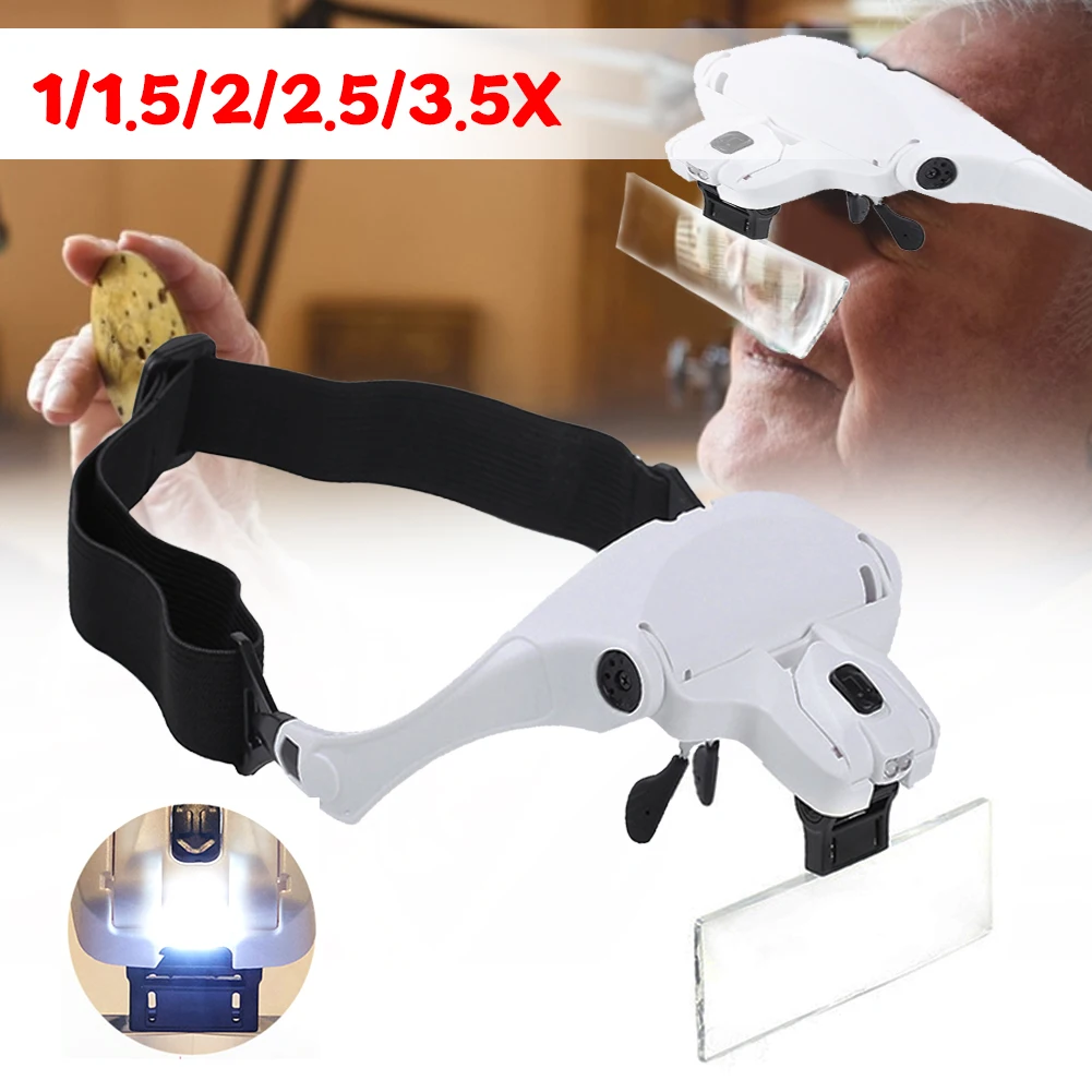 Magnifying Glasses with 2 LED Light 1X/1.5X/2X/2.5X/3X Lens Adjustable Head Magnifier Loupe for Sewing DIY Craft Cross Stitching
Magnifying Glasses with 2 LED Light 1X/1.5X/2X/2.5X/3X Lens Adjustable Head Magnifier Loupe for Sewing DIY Craft Cross Stitching