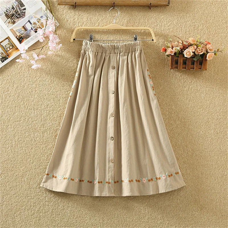 2020 Summer Women Skirt High Waist Pleated Solid Midi Long Elastic Skirt Lady A-Line Cotton and linen Embroidery Skirts Y336
2020 Summer Women Skirt High Waist Pleated Solid Midi Long Elastic Skirt Lady A-Line Cotton and linen Embroidery Skirts Y336