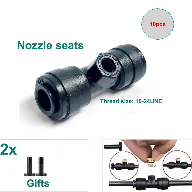 HEMAN 10 Pack 1/4'' Garden Hose Quick Connector Pushing Nozzle Seat with UNC 10-24 Thread for Outdoor Cooling Misting System
HEMAN 10 Pack 1/4'' Garden Hose Quick Connector Pushing Nozzle Seat with UNC 10-24 Thread for Outdoor Cooling Misting System