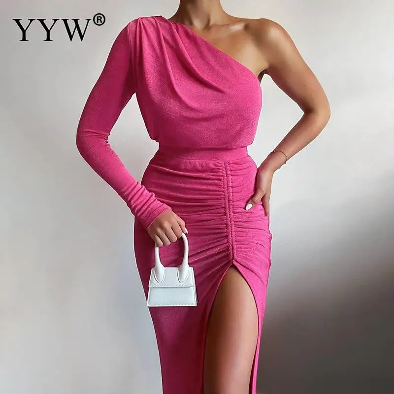 Bodycon Dress Elegant Party Slit Dresses For Women Sexy One Shoulder High Waist Ruched Mini Christmas New Year Dress Winter 2022
Bodycon Dress Elegant Party Slit Dresses For Women Sexy One Shoulder High Waist Ruched Mini Christmas New Year Dress Winter 2022