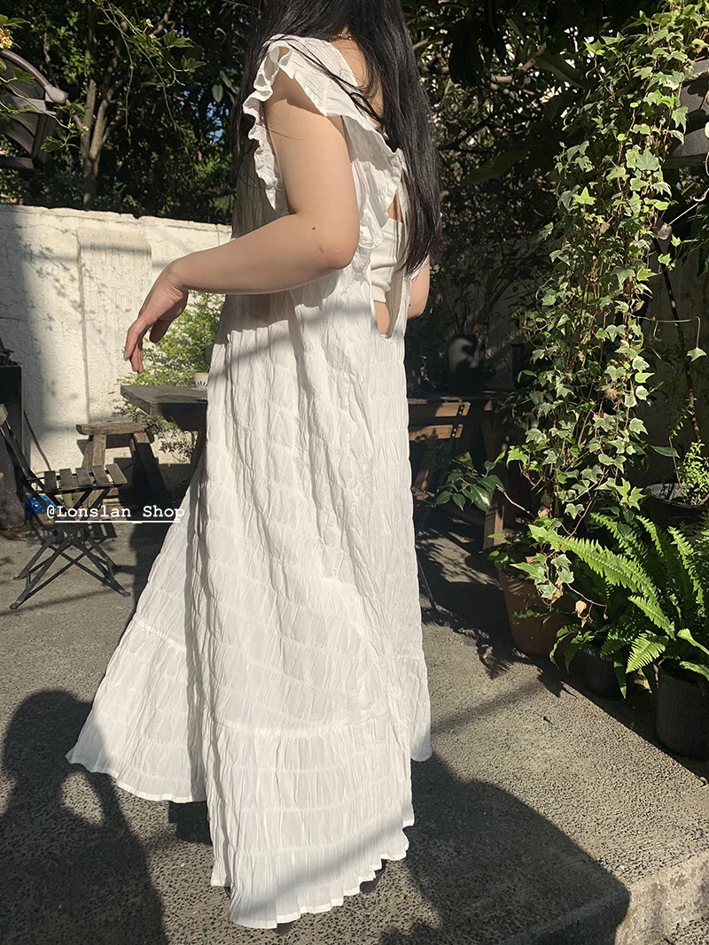 IEQJ Women White Pleated U-neck Halter Mid-length Ruffles Pleated Dress New Short Sleeve Loose Fashion Tide Summer 2021 3F0678
IEQJ Women White Pleated U-neck Halter Mid-length Ruffles Pleated Dress New Short Sleeve Loose Fashion Tide Summer 2021 3F0678