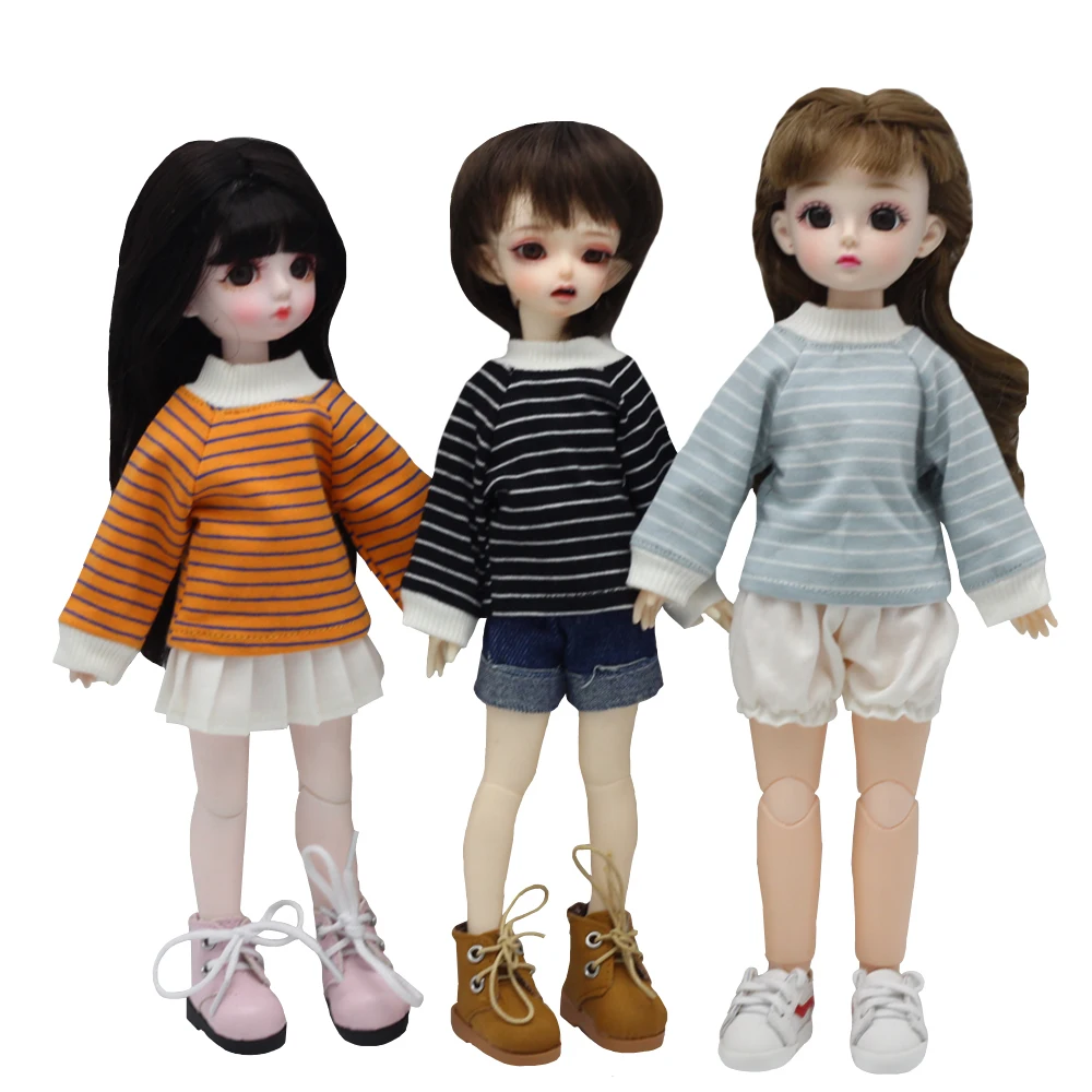 Doll Fashion Clothes for 1/6 BJD Dolls T-Shirt Long Sleeves with Stripes Summer Clothes Toy Accessories
Doll Fashion Clothes for 1/6 BJD Dolls T-Shirt Long Sleeves with Stripes Summer Clothes Toy Accessories