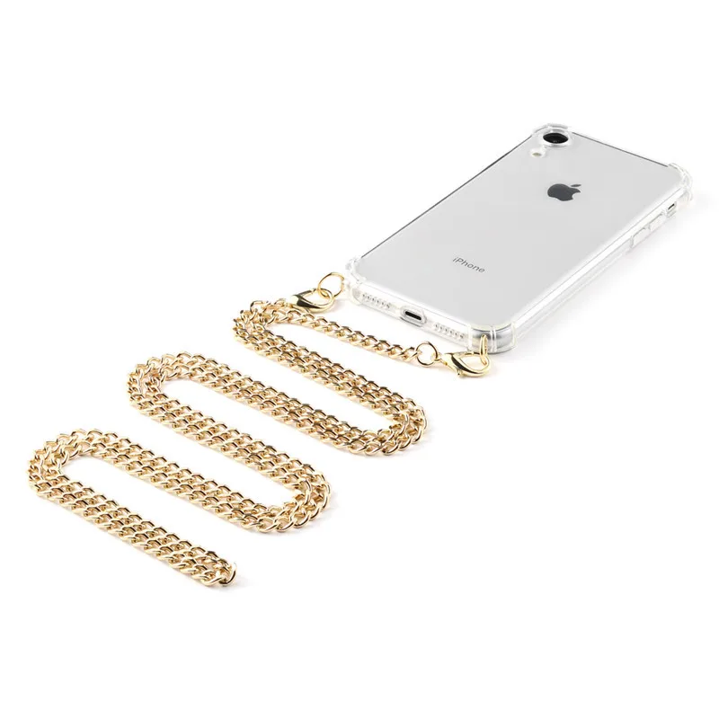 Strap Cord Metal Chain Tape Necklace Phone Case For iPhone 11 7 8 6s 6 Plus 11Pro X XR XS Max Soft Transparent Cover For Carry 
Strap Cord Metal Chain Tape Necklace Phone Case For iPhone 11 7 8 6s 6 Plus 11Pro X XR XS Max Soft Transparent Cover For Carry