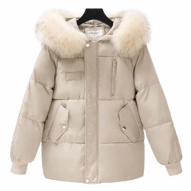 Big Fur Collar Parkas Women Cotton Jacket Thicken Hooded Winter Loose Korean Solid Joker Fashion Streetwear Female Coat Tops
Big Fur Collar Parkas Women Cotton Jacket Thicken Hooded Winter Loose Korean Solid Joker Fashion Streetwear Female Coat Tops