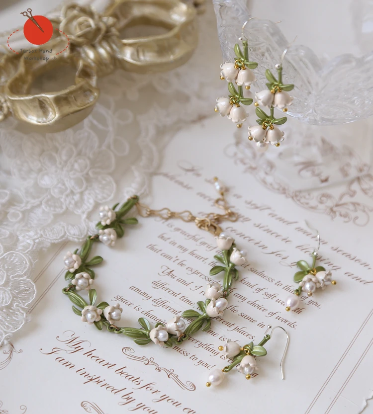 Natural Pearl Vintage Plant Lily of The Valley Lily of The Valley Earrings Ear Clip Bracelet Necklace Set
Natural Pearl Vintage Plant Lily of The Valley Lily of The Valley Earrings Ear Clip Bracelet Necklace Set