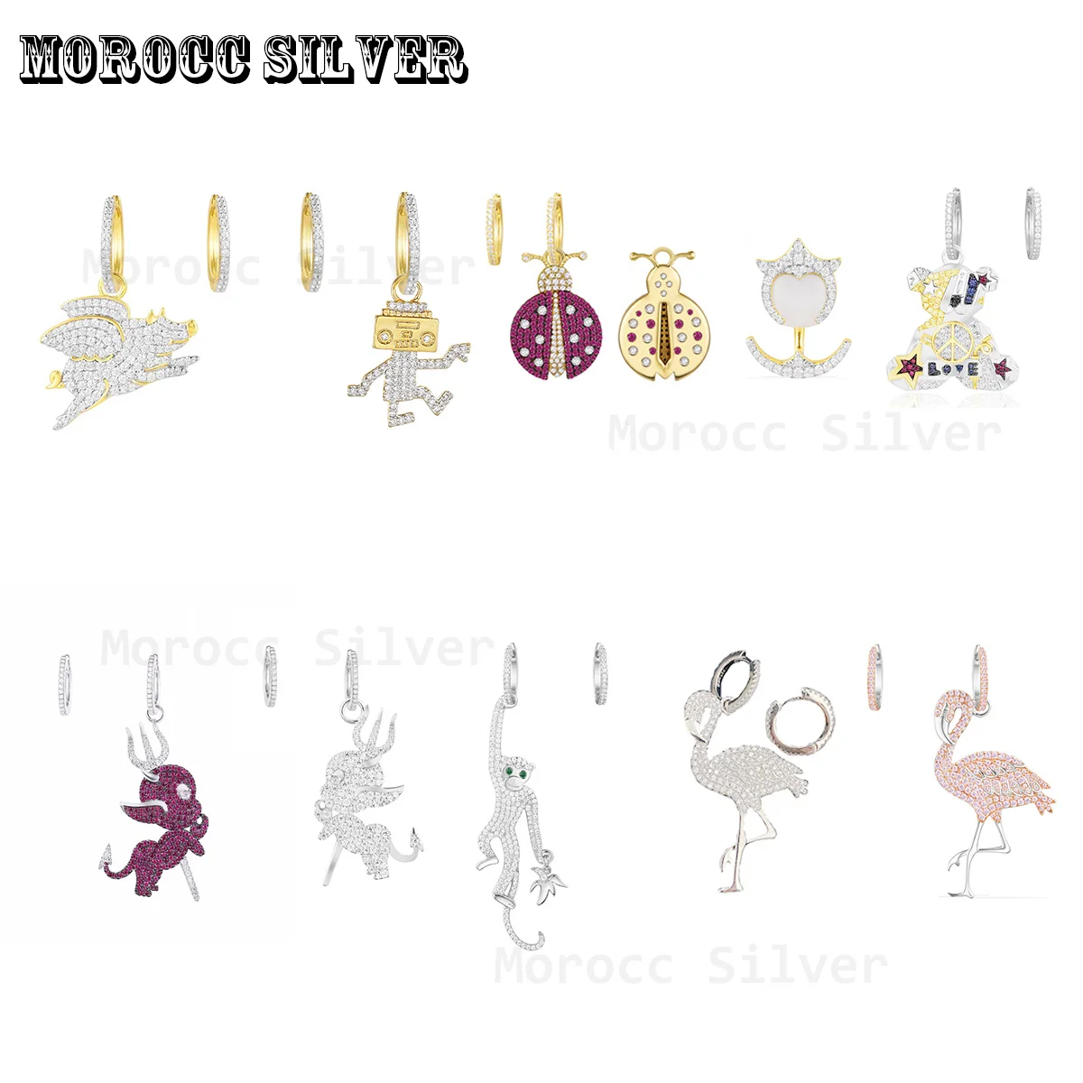 S925 silver 1:1 reproduction, high quality flying pig, crane monkey, ladybug, fashionable female earrings, Monaco jewelry
S925 silver 1:1 reproduction, high quality flying pig, crane monkey, ladybug, fashionable female earrings, Monaco jewelry
