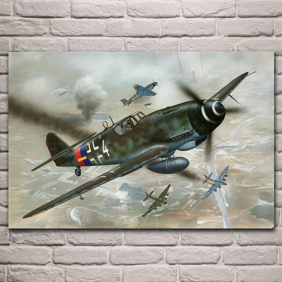 Messerschmitt Bf 109 Luftwaffe самолет Военная фантазия Декор для гостиной домашний Настенный