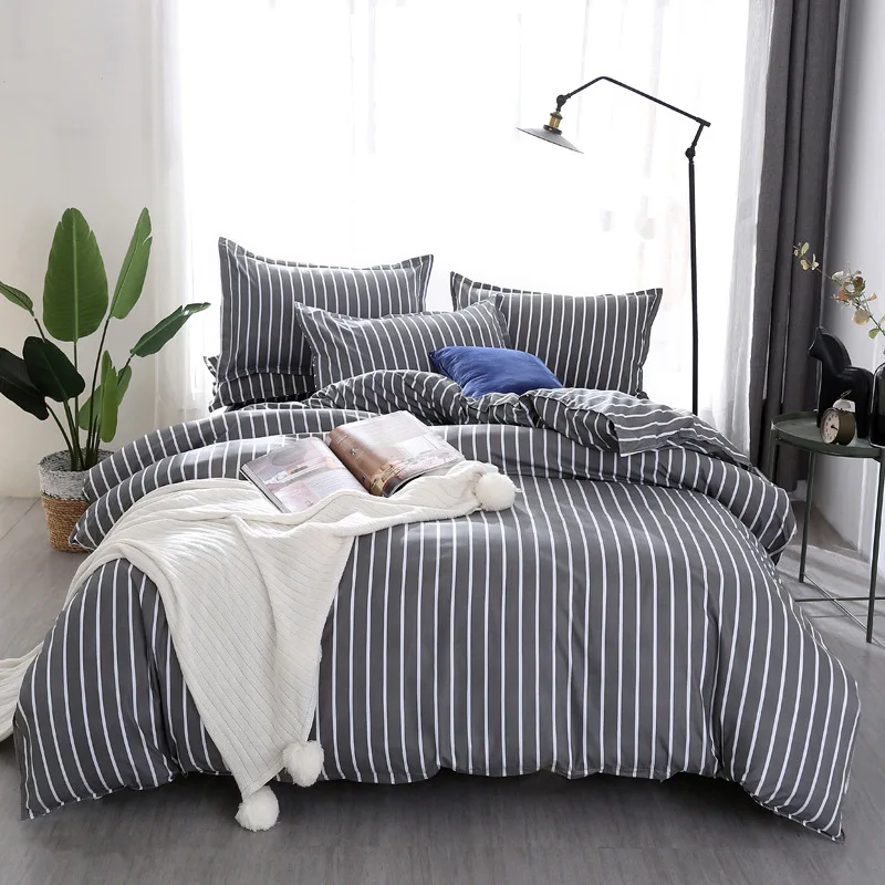 Simple 4pcs bed sheet set Striped printed cotton duvet cover bedroom comforter set king size bedding set bed sets for girl 
Simple 4pcs bed sheet set Striped printed cotton duvet cover bedroom comforter set king size bedding set bed sets for girl