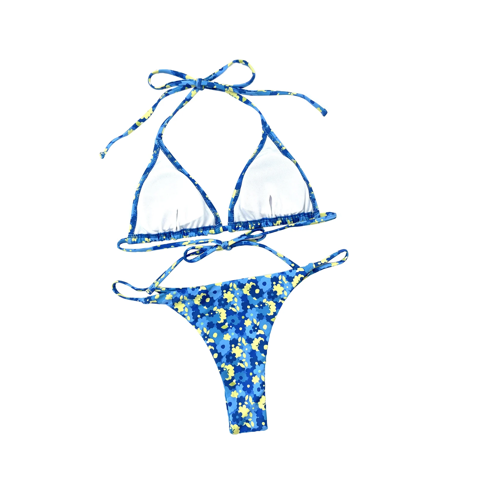 Women Two-piece Swimwear Set, Blue Floral Printed Pattern Bikini Tops and Shorts, S/ M/ L
Women Two-piece Swimwear Set, Blue Floral Printed Pattern Bikini Tops and Shorts, S/ M/ L