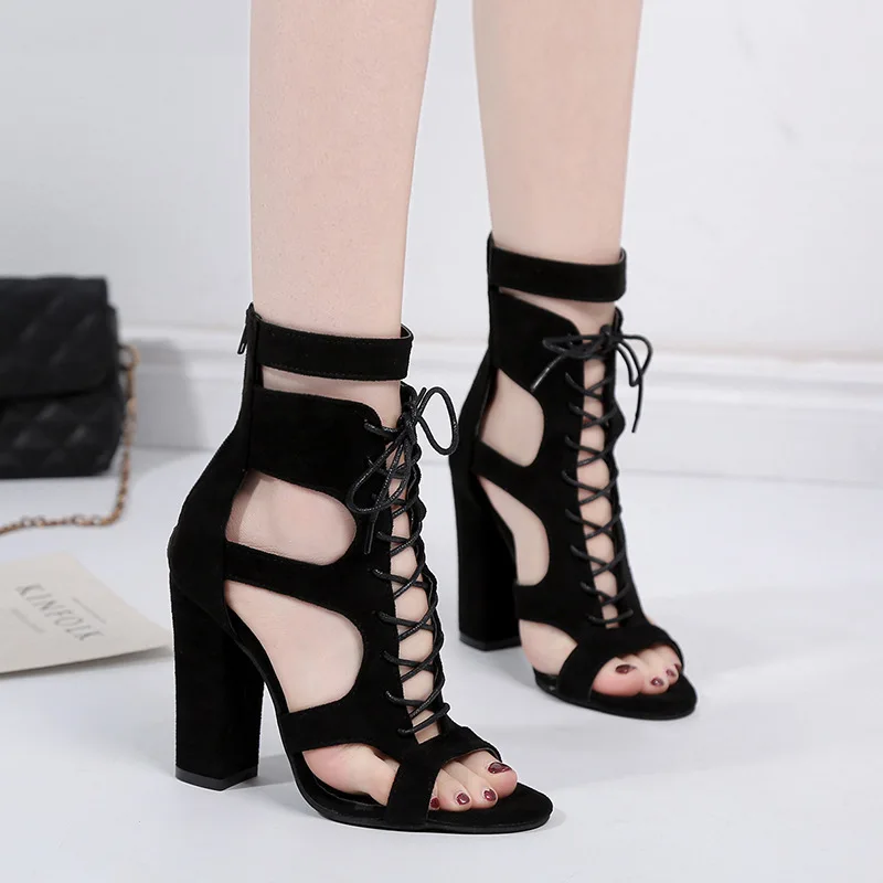 2018 summer European and American women's high-heeled sandals long tube toe Roman shoes strap sandals
2018 summer European and American women's high-heeled sandals long tube toe Roman shoes strap sandals