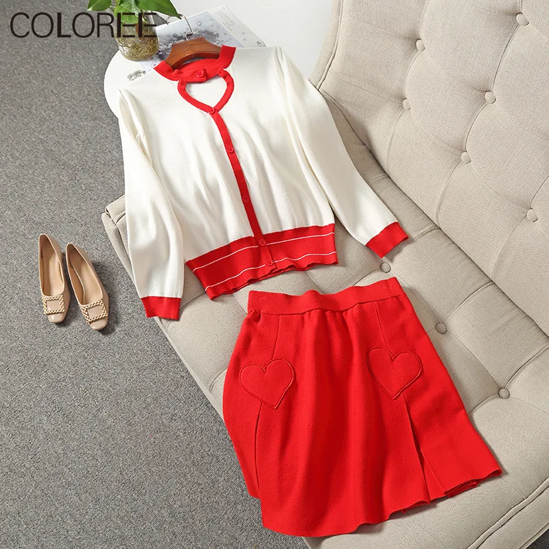 Runway Two Piece Set Women 2021 Autumn Winter Heart Hollow Out Knitted Cardigan Mujer and Skirt Suits Fall Winter Clothes
Runway Two Piece Set Women 2021 Autumn Winter Heart Hollow Out Knitted Cardigan Mujer and Skirt Suits Fall Winter Clothes
